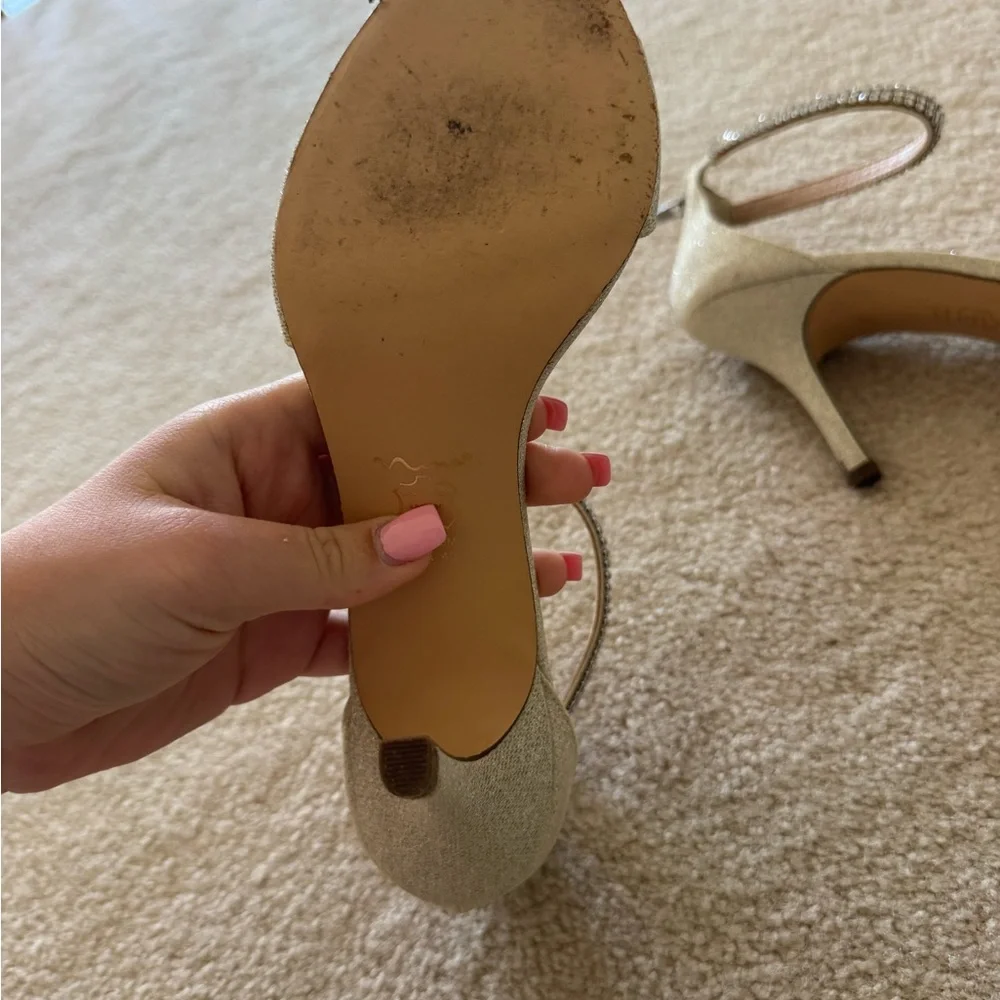 Nina Gold Rhinestone Ankle-Strap Stiletto Sandals - Picture 4 of 6